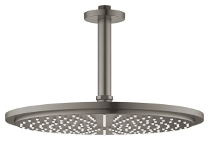 Верхний душ с потолочным душевым кронштейном 142 мм, 1 режим струи, GROHE Rainshower, темный графит матовый, (26067AL0)