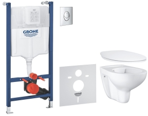 Комплект инсталляции GROHE Solido 5 в 1 с унитазом Bau Ceramic и сиденьем (39888000)