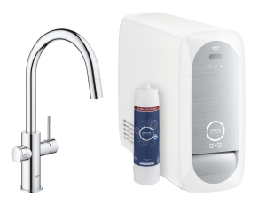 Смеситель для кухонной мойки GROHE Blue Home с системой фильтрации, охлаждения и газирования воды, хром (31606000)