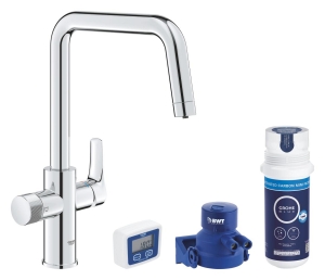 Смеситель для кухни GROHE Blue Pure Start с функцией фильтрации, с угольным фильтром в комплекте, хром (30596000)