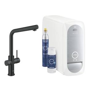 Смеситель для кухни GROHE Blue Home с системой фильтрации, охлаждения и газирования воды, Wi-Fi, черный бархат (31454KS1)