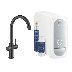 Смеситель для кухни GROHE Blue Home с системой фильтрации, охлаждения и газирования воды, Wi-Fi, черный бархат (31455KS1)