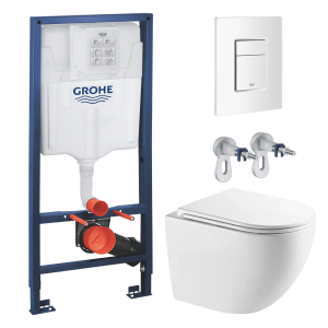 Комплект инсталляции GROHE Rapid SL 38772SH0 с унитазом AQUAme AQM2002L и сиденьем с микролифтом, смыв Quiet (NW0283)