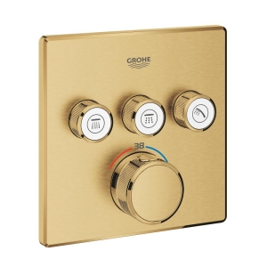 Внешняя часть термостата для ванны и душа GROHE Grohtherm SmartControl на 3 потребителя, квадратная, холодный рассвет матовый (29126GN0)