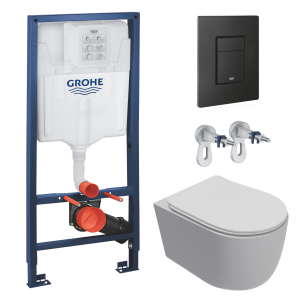 Комплект инсталляции GROHE Solido 38811KF0 с унитазом AQUAme AQM2012 и сиденьем с микролифтом, смыв Quiet (NW0303)
