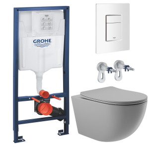 Комплект инсталляции GROHE Rapid SL 38772SH0 с унитазом Aqueduto OVO OVO0130 и сиденьем с микролифтом (NW0220)