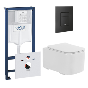 Комплект инсталляции GROHE Solido 38811KF0 с унитазом Aquatek КВАДРО AQ1515T-00 и сиденьем с микролифтом (NW0340)