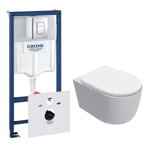 Комплект инсталляции GROHE Rapid SL 38775001 с унитазом AQUAme AQM2012 и сиденьем с микролифтом, смыв Quiet (NW0315)