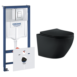 Комплект инсталляции GROHE Rapid SL 38775001 с унитазом Aquatek ЕВРОПА AQ1901-MB и сиденьем с микролифтом (NW0266)