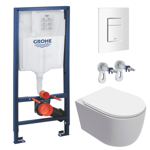 Комплект инсталляции GROHE Rapid SL 38772SH0 с унитазом AQUAme AQM2012 и сиденьем с микролифтом, смыв Quiet (NW0291)