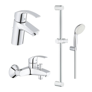 Комплект смесителей для ванной комнаты GROHE Eurosmart с душевым гарнитуром и дополнительным держателем, хром (NB0058)