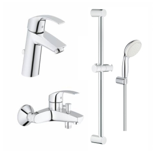 Комплект смесителей для ванной комнаты GROHE Eurosmart с душевым гарнитуром и дополнительным держателем, хром (NB0059)
