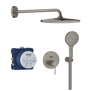 Душевая система GROHE Essence со смесителем для ванны, темный графит матовый (25287AL0)