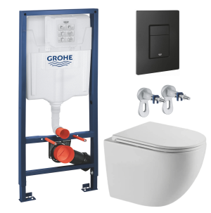 Комплект инсталляции GROHE Solido 38811KF0 с унитазом AQUAme AQM2002L и сиденьем с микролифтом, смыв Quiet (NW0295)