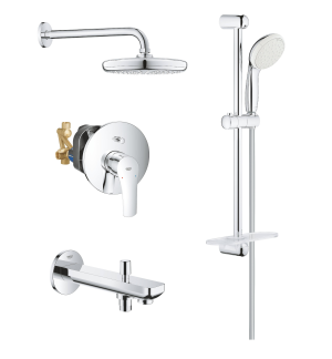 Готовый комплект для ванны GROHE Eurosmart скрытого монтажа, с ручным и верхним душем, хром (NB0062)