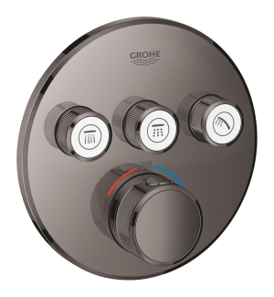 Внешняя часть термостата для ванны и душа GROHE Grohtherm SmartControl на 3 потребителя, круглая, темный графит глянец (29121A00)