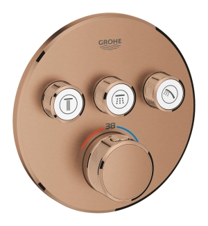 Внешняя часть термостата для ванны и душа GROHE Grohtherm SmartControl на 3 потребителя, круглая, теплый закат матовый (29121DL0)
