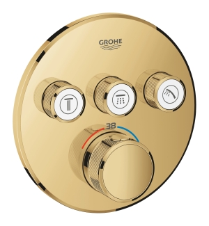 Внешняя часть термостата для ванны и душа GROHE Grohtherm SmartControl на 3 потребителя, круглая, холодный рассвет глянец (29121GL0)