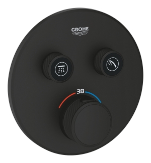 Внешняя часть термостата для ванны и душа GROHE Grohtherm SmartControl на 2 потребителя, круглая, фантомный черный (29507KF0)