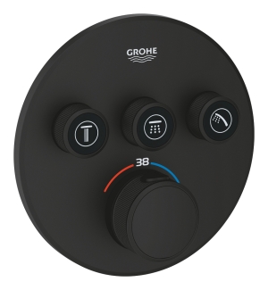Внешняя часть термостата для ванны и душа GROHE Grohtherm SmartControl на 3 потребителя, фантомный черный (29508KF0)