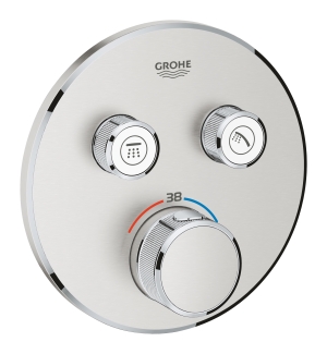 Внешняя часть термостата для ванны и душа GROHE Grohtherm SmartControl на 2 потребителя, круглая, суперсталь (29119DC0)