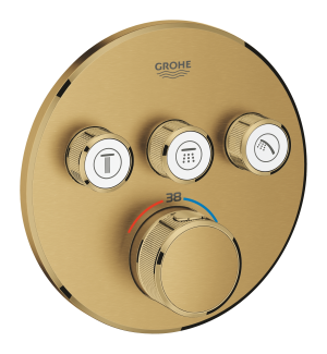 Внешняя часть термостата для ванны и душа GROHE Grohtherm SmartControl на 3 потребителя, круглая, холодный рассвет матовый (29121GN0)