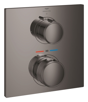 Внешняя часть термостата для душа GROHE Allure скрытого монтажа на 1 потребителя, квадратная, темный графит глянец (19380A02)