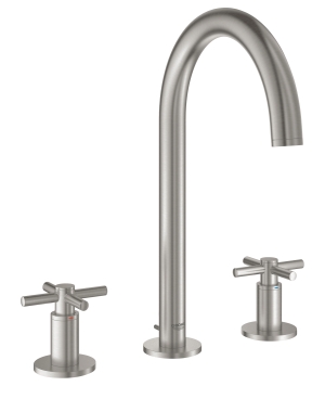 Смеситель для раковины GROHE Atrio двухвентильный на 3 отверстия, суперсталь (20008DC3)