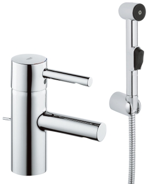 Смеситель для раковины GROHE Essence с донным клапаном и гигиеническим душем, S-size, хром (32535000)