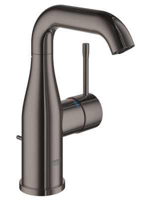 Смеситель для раковины GROHE Essence с донным клапаном, M-size, темный графит глянцевый (24173A01)