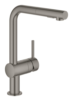 Смеситель для кухни GROHE Minta с вытяжным душем, L-образный излив, темный графит матовый (30274AL0)