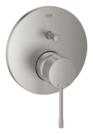 Внешняя часть смесителя для ванны GROHE Essence скрытого монтажа на 2 потребителя, круглая, суперсталь (24167DC1)