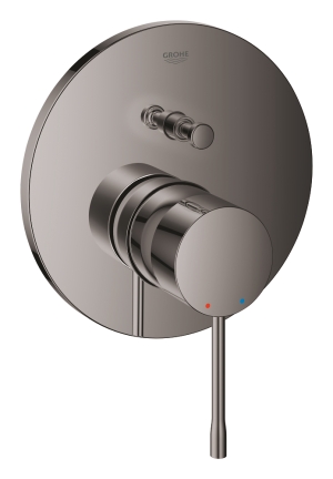 Внешняя часть смесителя для ванны GROHE Essence скрытого монтажа на 2 потребителя, круглая, темный графит глянец (24167A01)