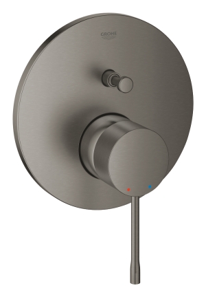 Внешняя часть смесителя для ванны GROHE Essence скрытого монтажа на 2 потребителя, круглая, темный графит матовый (24167AL1)