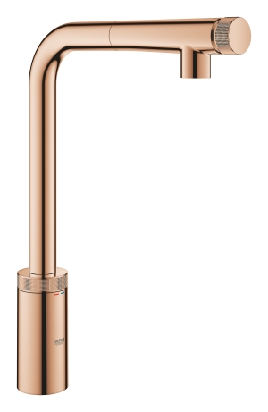 Смеситель для кухни GROHE Minta SmartControl с вытяжным L-изливом, теплый закат глянец (31613DA0)