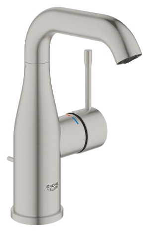 Смеситель для раковины GROHE Essence с донным клапаном, M-size, суперсталь (24173DC1)