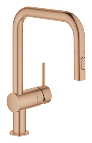 Смеситель для кухни GROHE Minta с вытяжным душем, U-образный излив, теплый закат матовый (32322DL2)