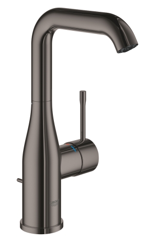 Смеситель для раковины GROHE Essence с донным клапаном, L-size, темный графит глянцевый (24174A01)