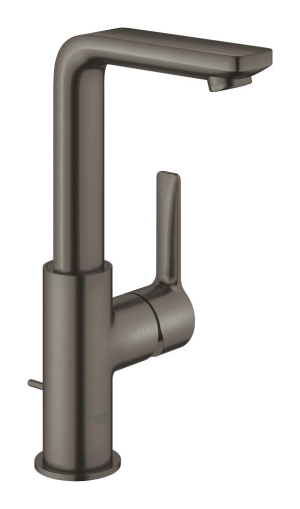 Смеситель для раковины GROHE Lineare, высокий излив, с донным клапаном, темный графит матовый (23296AL1)