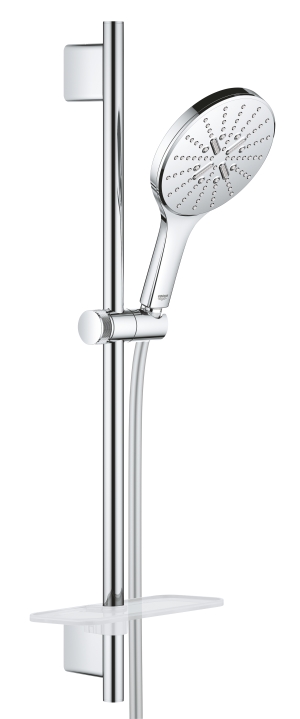 Душевой гарнитур GROHE Rainshower SmartActive 150 с мыльницей, 3 режима струи, душевая штанга 600 мм, 9,5 л/мин, хром (26592000)