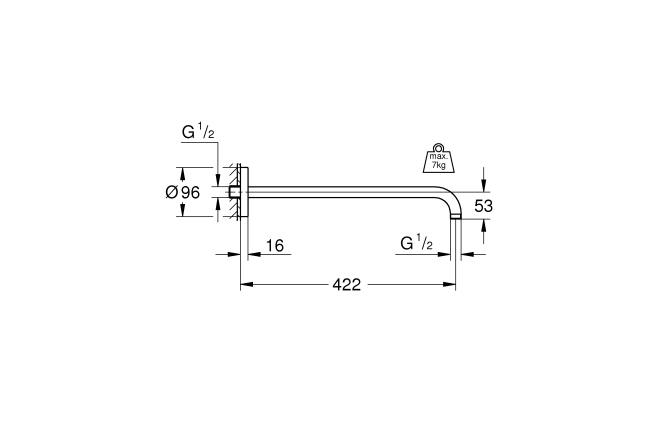 Душевой кронштейн GROHE Rainshower 422 мм, хром (26146000)