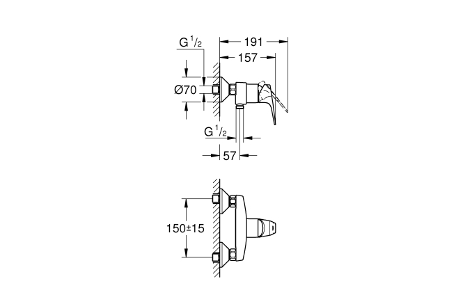 Смеситель для душа GROHE BauFlow, хром (23755000)