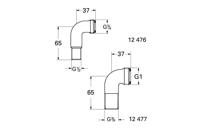 Соединительный уголок 1/2″ x 3/4″ GROHE, хром (12476000)