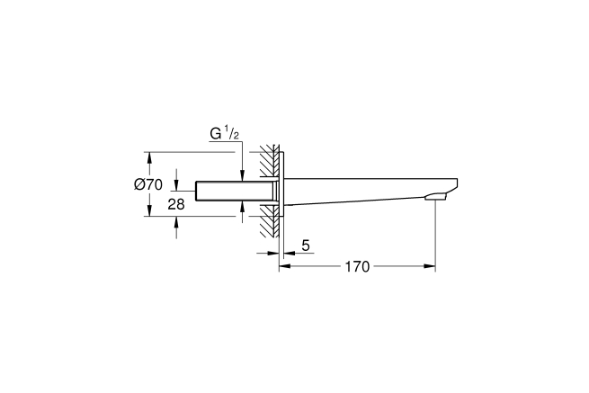 Излив для ванны GROHE Lineare, темный графит матовый (13383AL1)