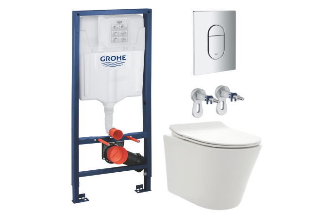 Комплект инсталляции GROHE NW0145/S с унитазом AQUAme AQM2001 и сиденьем с микролифтом (NW0181/S)