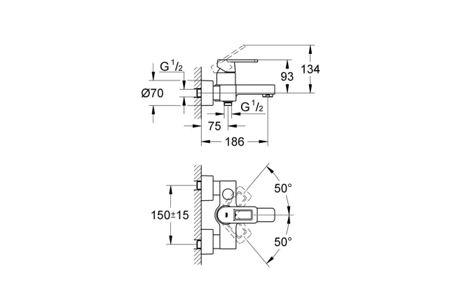 Смеситель для ванны GROHE Quadra, белая луна (32638LS0)