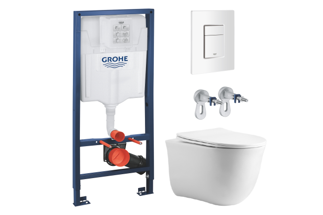 Комплект инсталляции GROHE 38772SH0 с унитазом Aquatek КЛАССИК и сиденьем с микролифтом (NW0156/S)