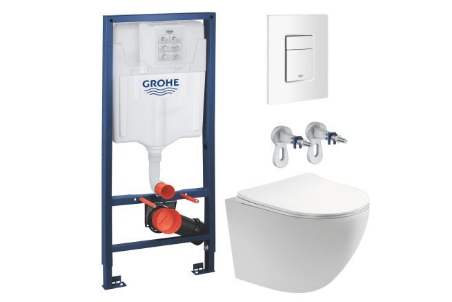 Комплект инсталляции GROHE 38772SH0 с унитазом Aquatek ЕВРОПА и сиденьем с микролифтом (NW0158/S)