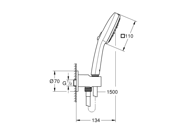 Душевой набор GROHE Tempesta Cube 110, 3 режима струи (Rain, Jet, Massage), хром (26910003)