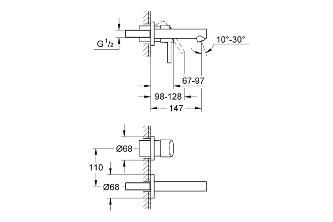 Внешняя часть смесителя для раковины GROHE Concetto на 2 отверстия, S-Size, хром (19575001)